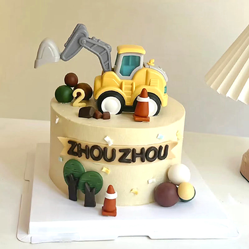 Kids Outdoor Excavator - Construction Cake Toppers Birthday Cake Decoration