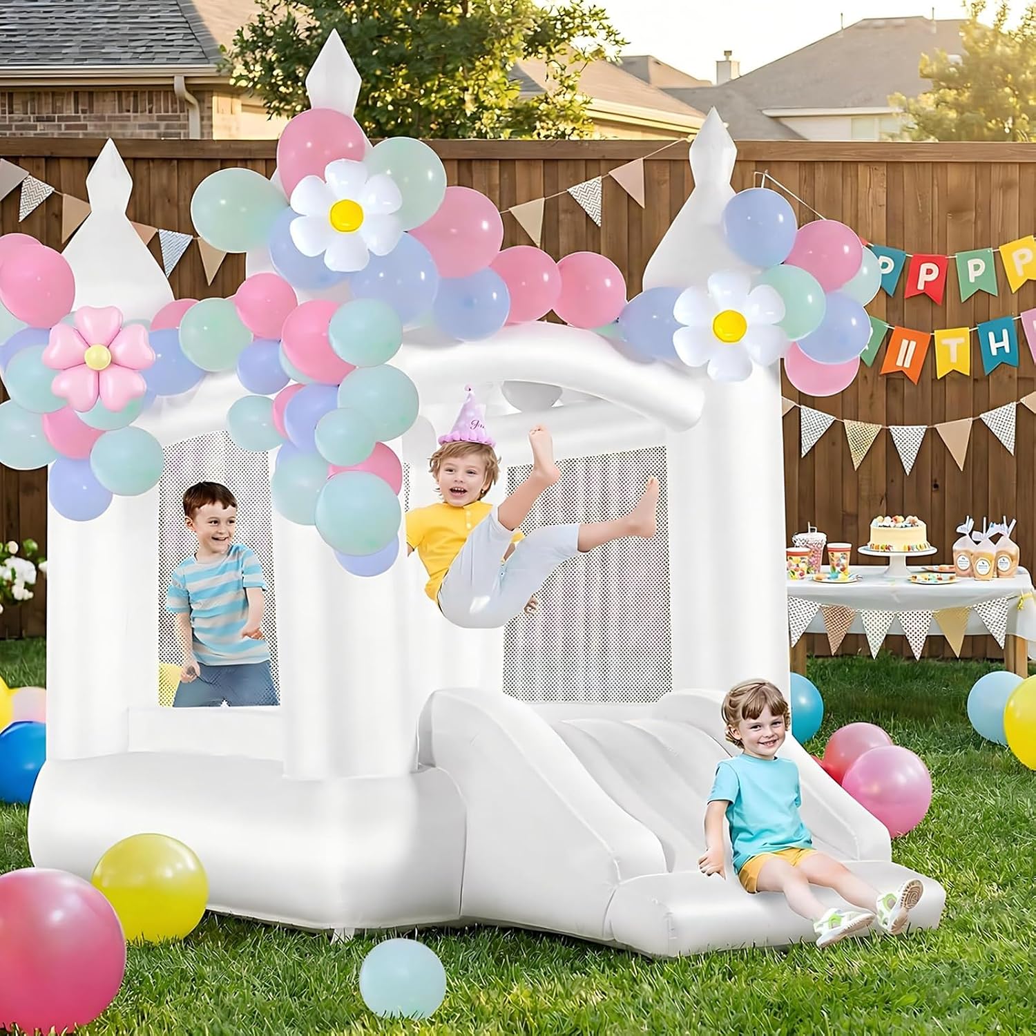 White Bounce House Indoor Outd - Kids Outdoor Slide review and price
