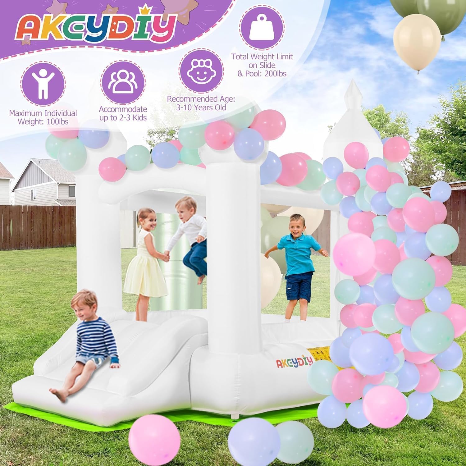 White Bounce House Indoor Outd - Kids Outdoor Slide review and price