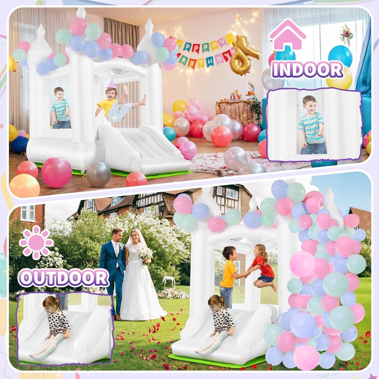 White Bounce House Indoor Outd - Kids Outdoor Slide review and price