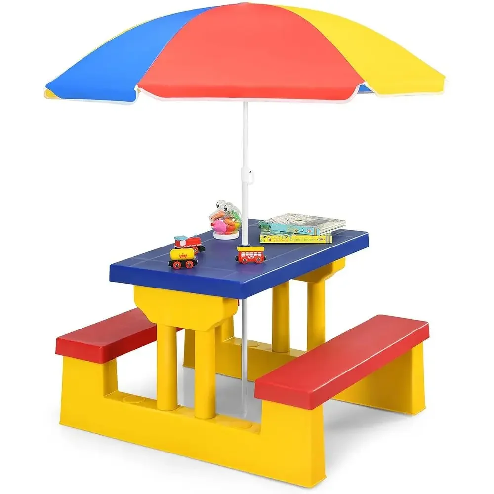 Multicolor Outdoor Kids Picnic - Kids Outdoor Bench With Umbrella review and price