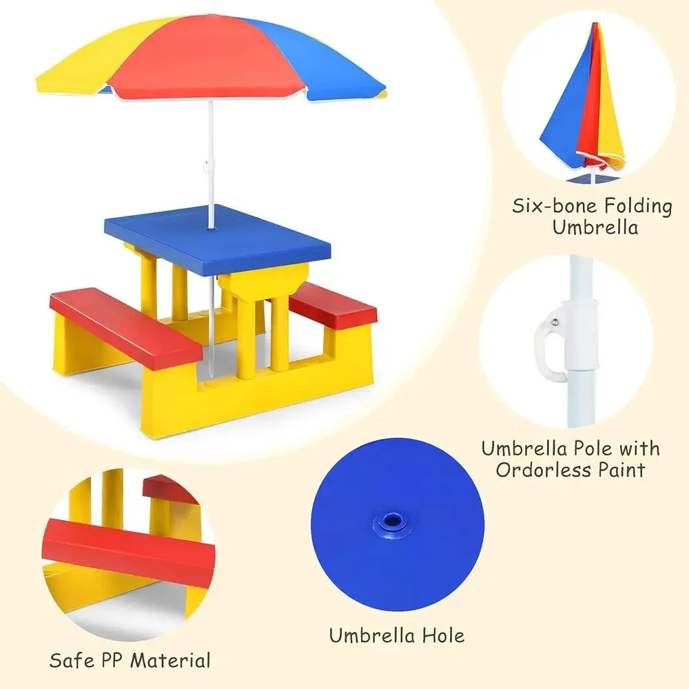 Multicolor Outdoor Kids Picnic - Kids Outdoor Bench With Umbrella review and price