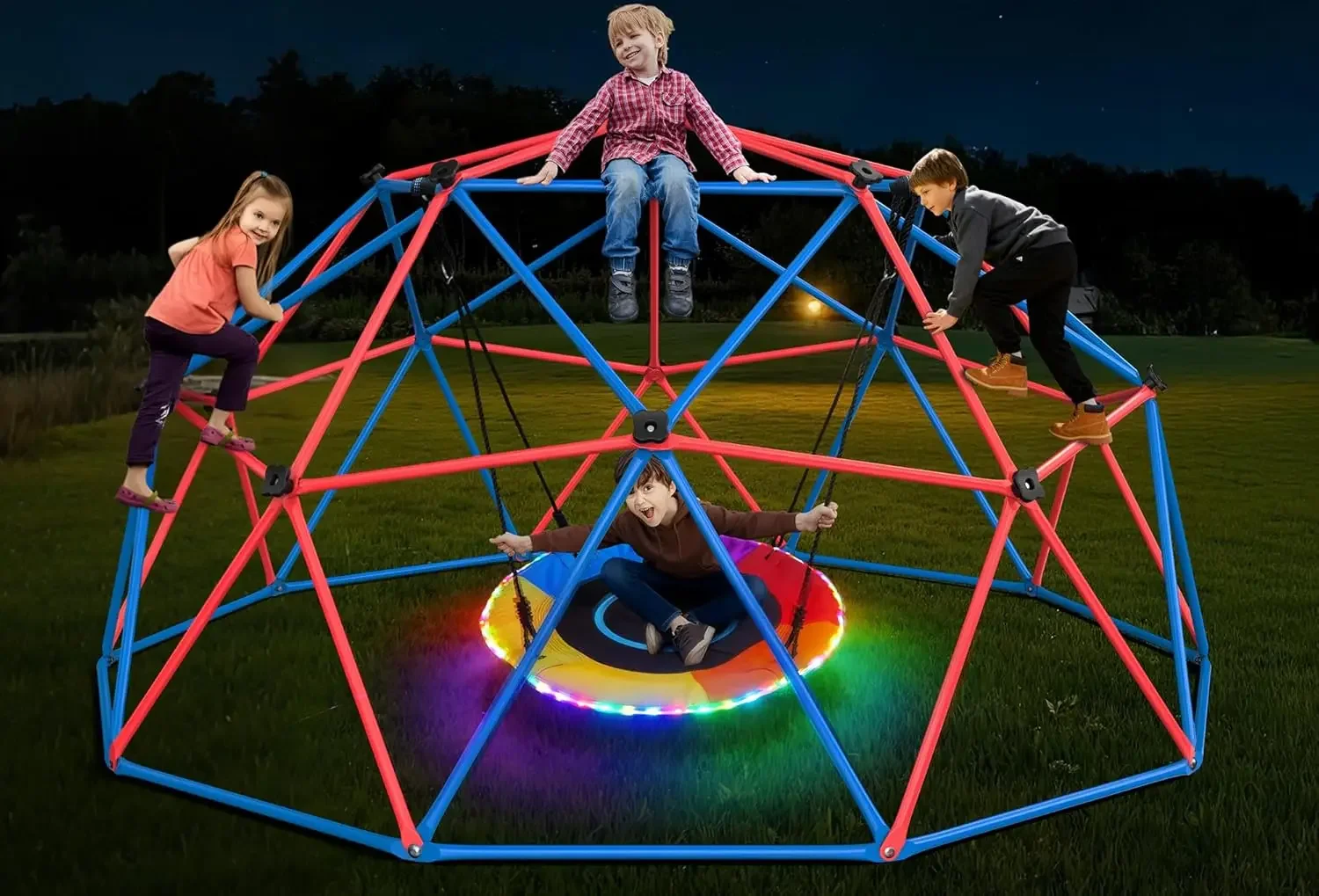 Hapfan Climbing Dome Swing Set - Kids Outdoor Jungle Gym Dome review and price