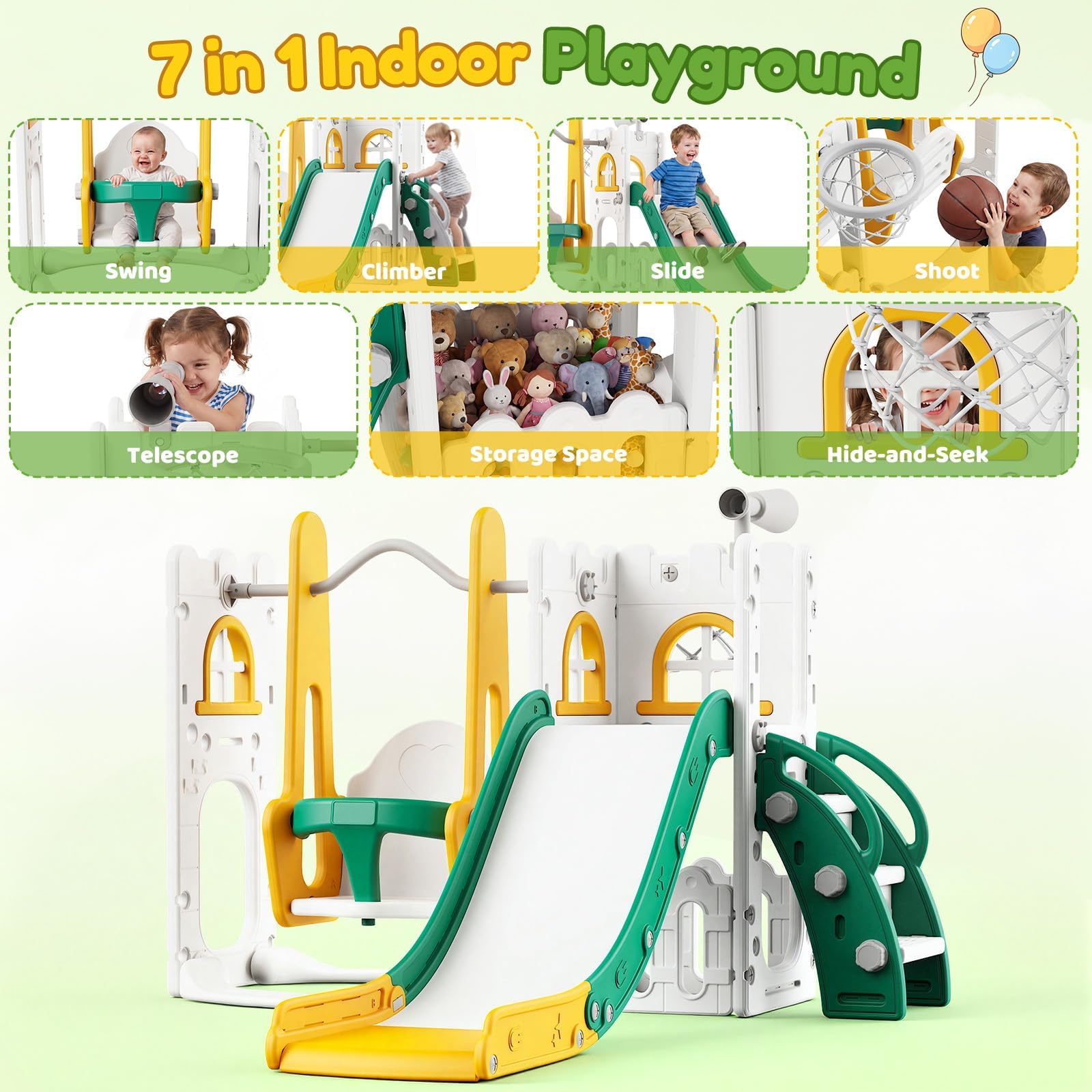 7 in 1 Toddler Slide And Swing - Kids Outdoor Swing review and price
