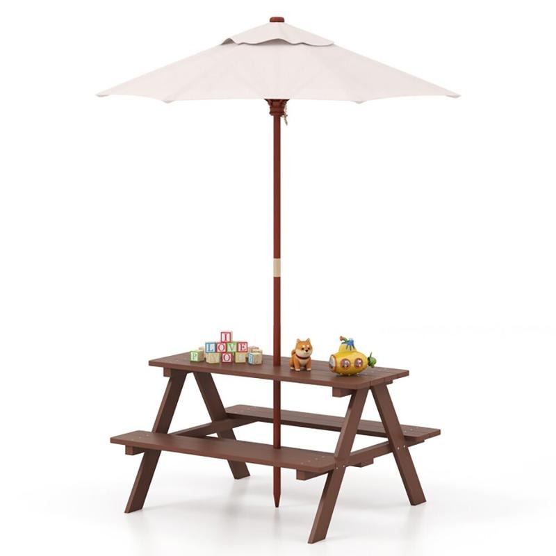 Outdoor 4-Seat Kids Picnic Tab - Kids Outdoor Bench With Umbrella review and price