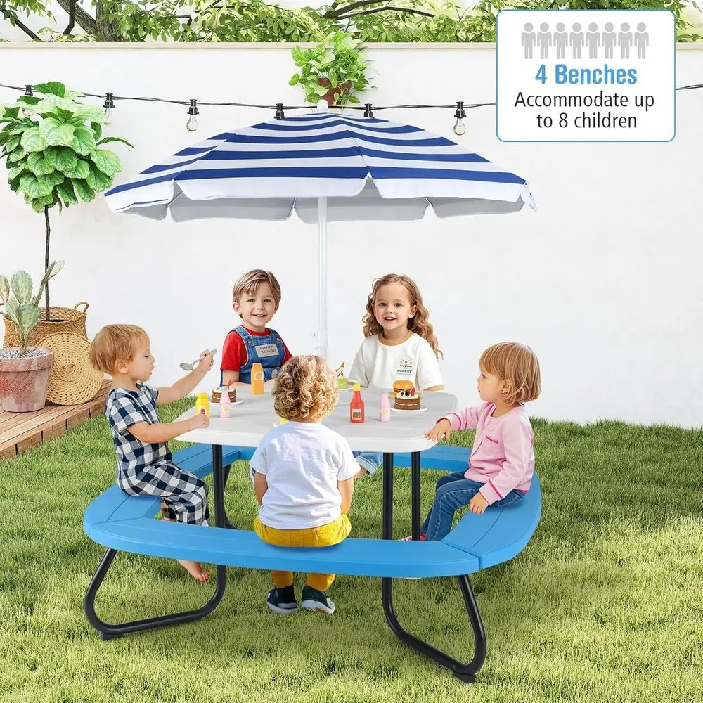 8-Person Kids Picnic Table wit - Kids Outdoor Bench With Umbrella review and price