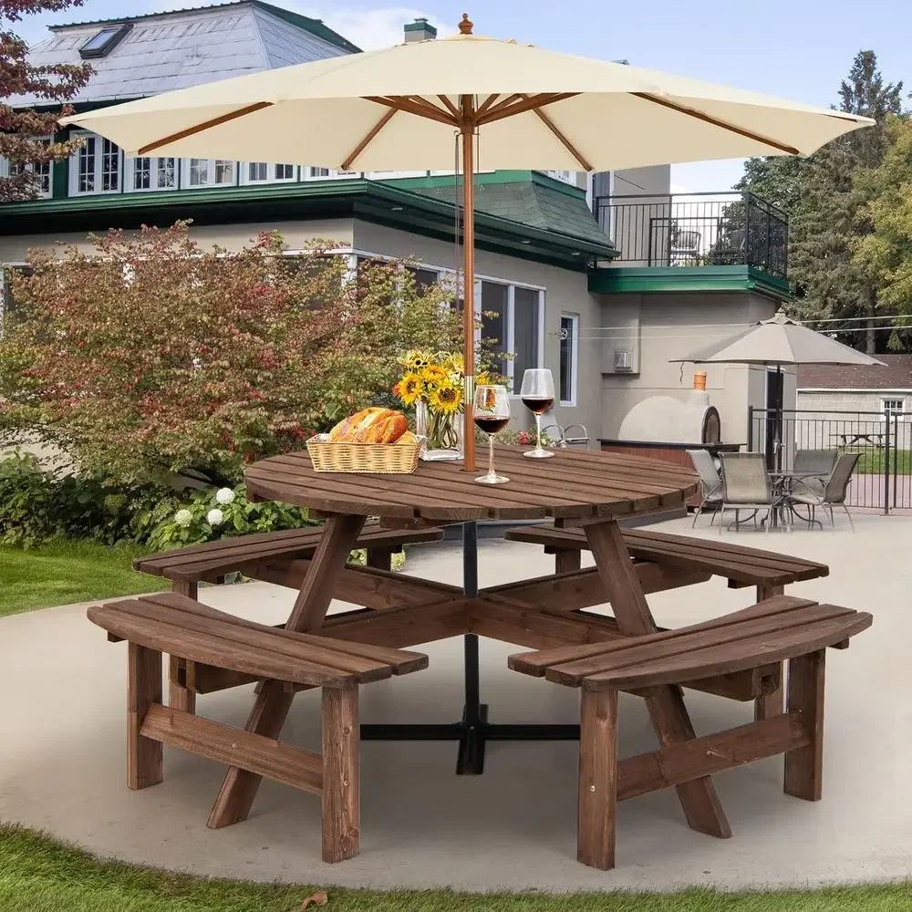 Wooden Picnic Table Set with W - Kids Outdoor Bench With Umbrella review and price