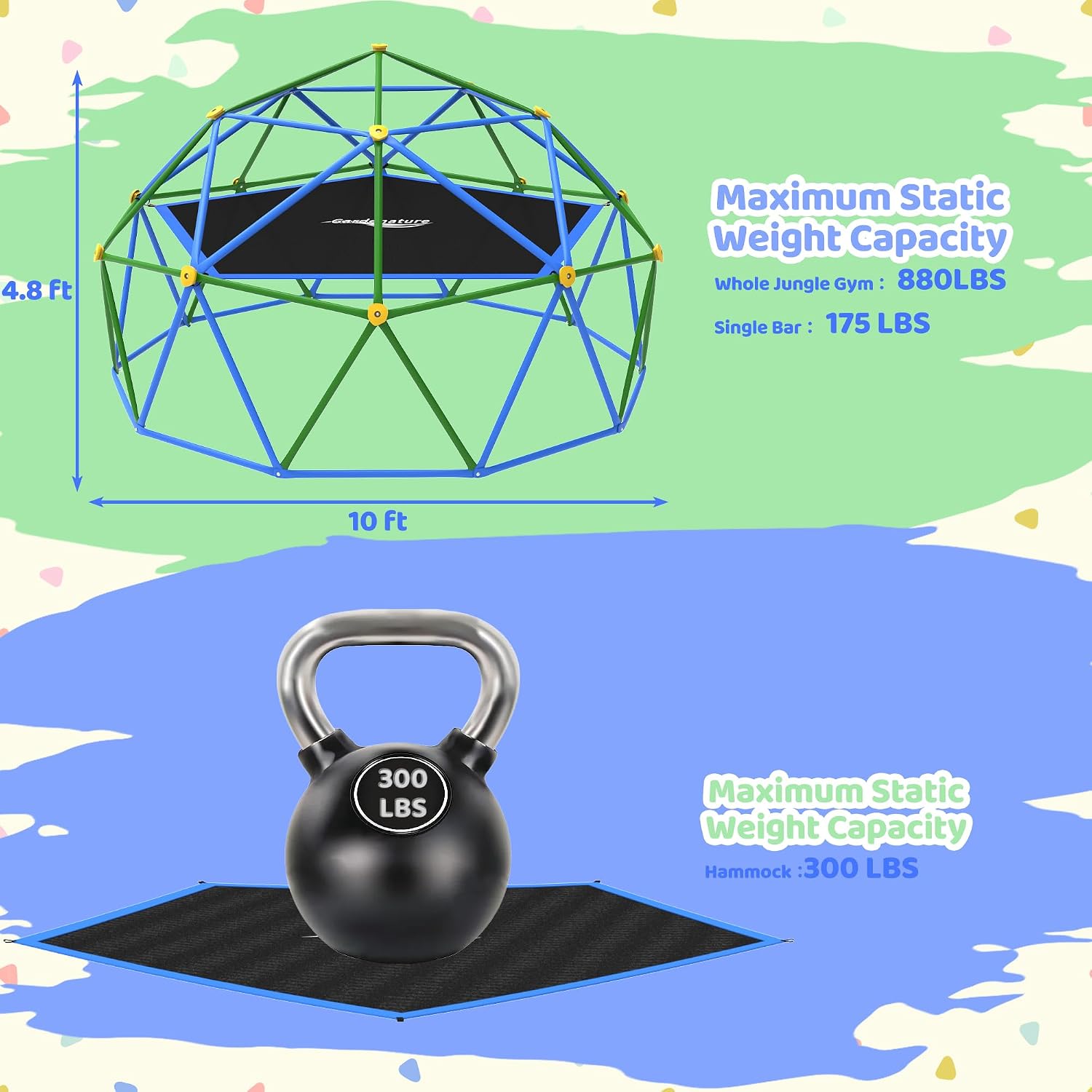 10FT Climbing Dome with Hammoc - Kids Outdoor Jungle Gym Dome review and price