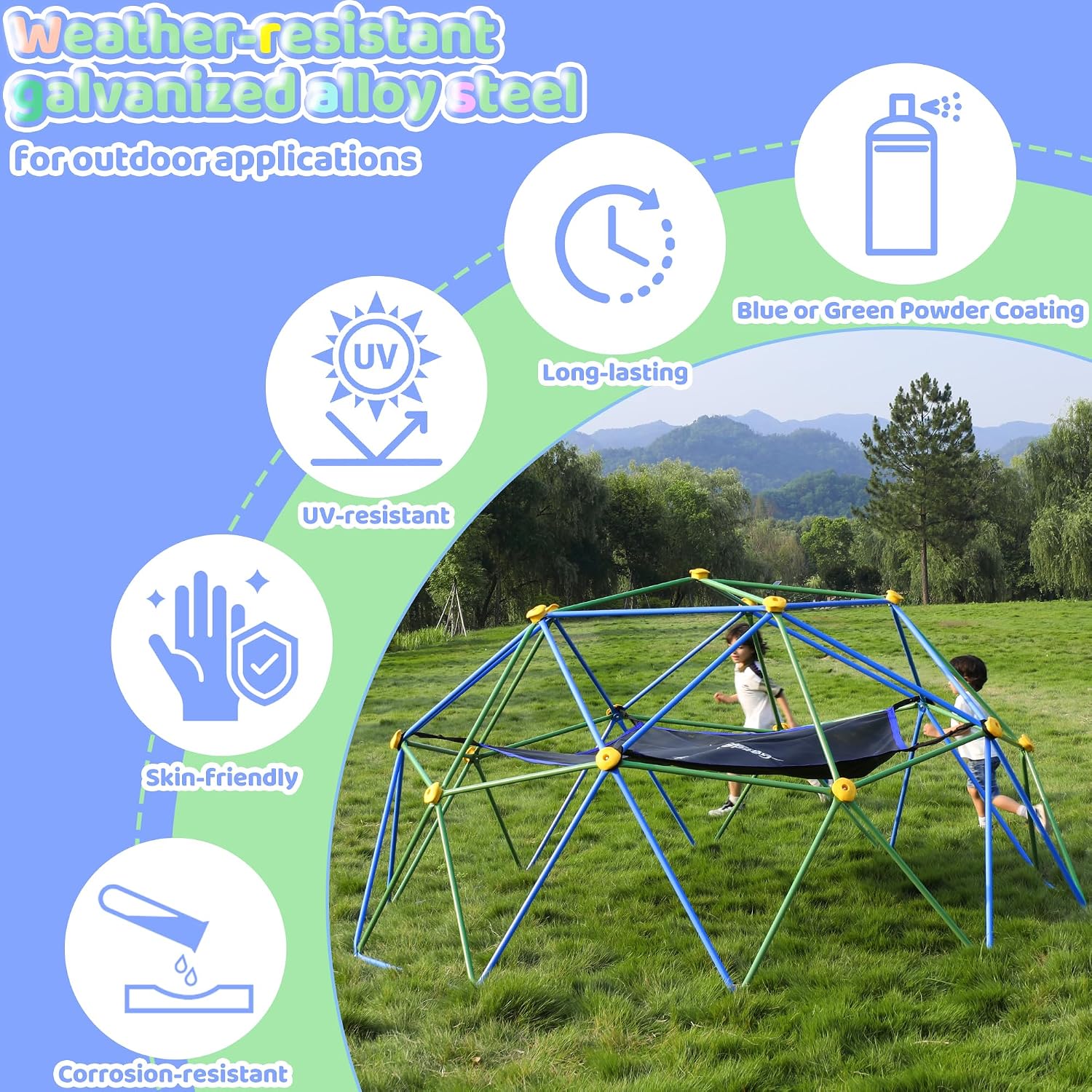 10FT Climbing Dome with Hammoc - Kids Outdoor Jungle Gym Dome review and price