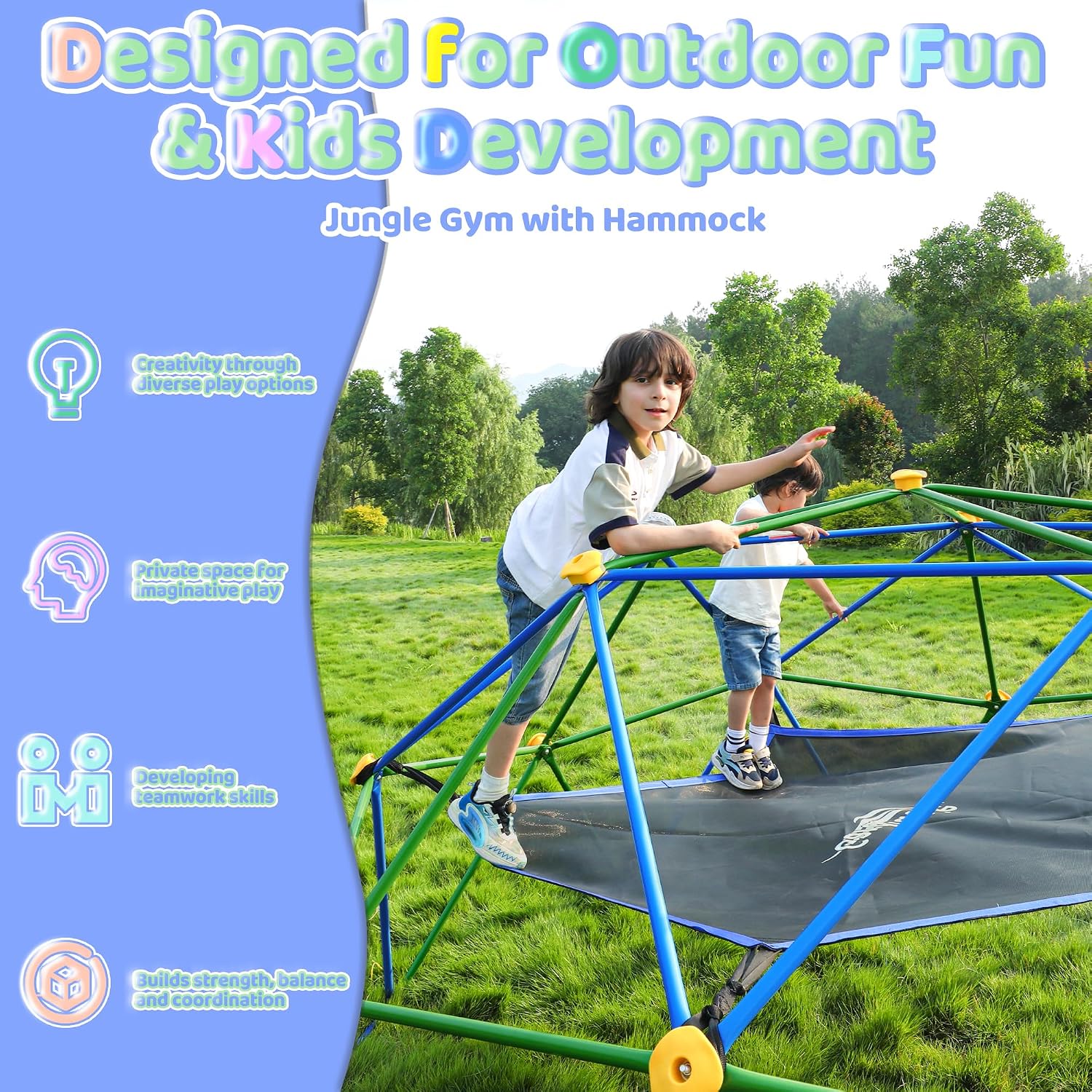 10FT Climbing Dome with Hammoc - Kids Outdoor Jungle Gym Dome review and price
