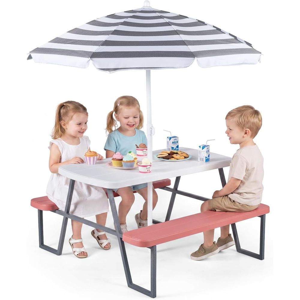 Kids Picnic Table, Toddler Out - Kids Outdoor Bench With Umbrella review and price
